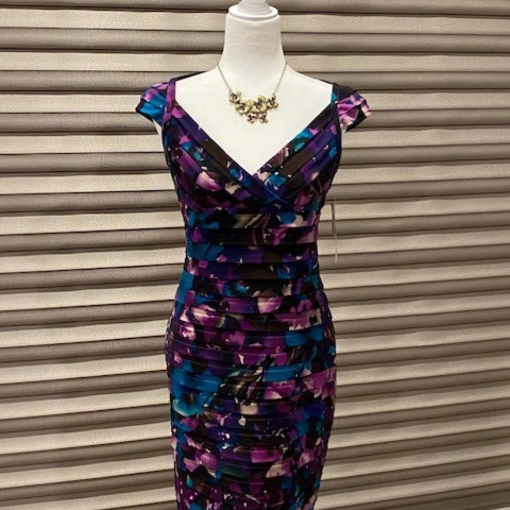 Adrianna Papell Fitted Tiered Dress